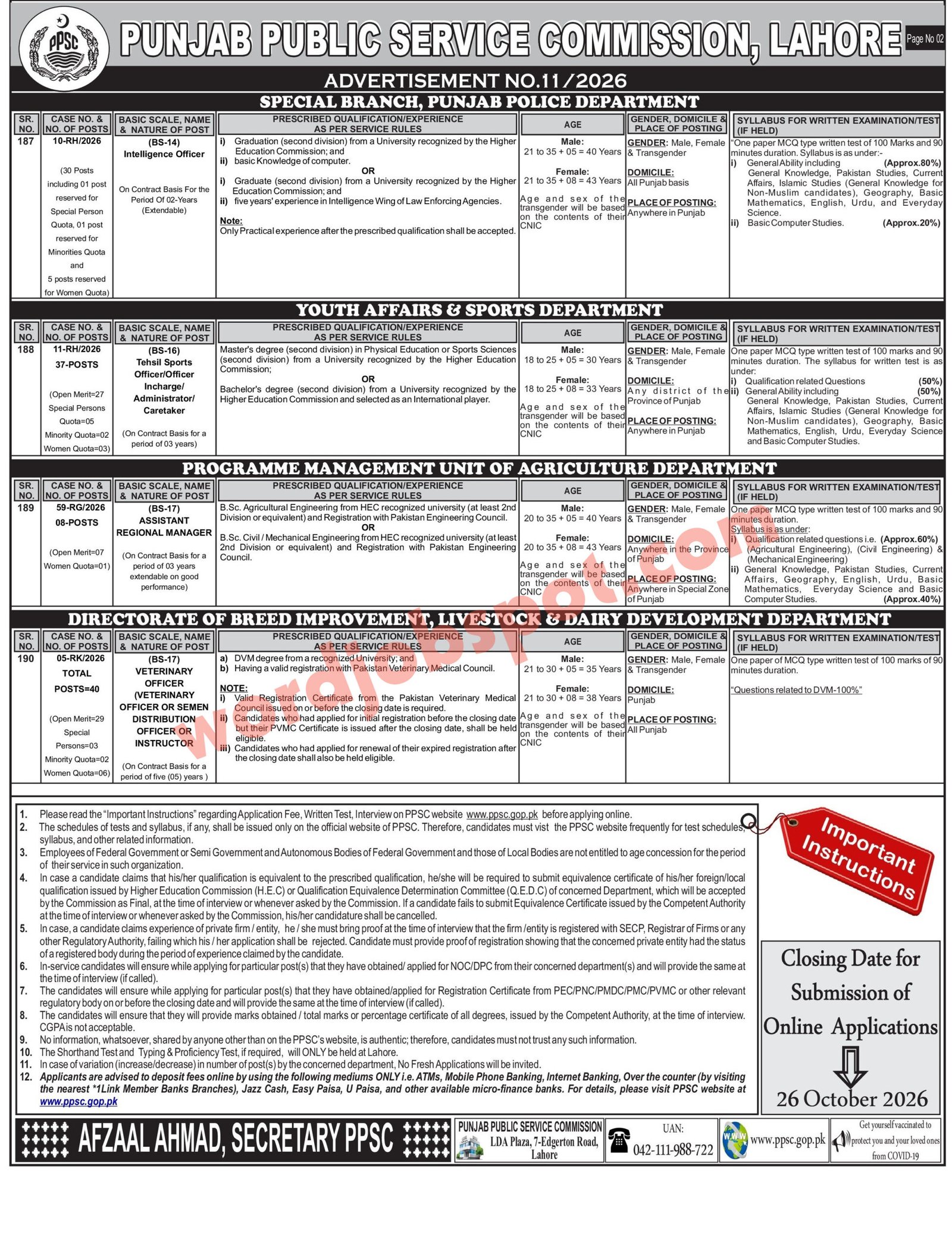 PPSC Jobs 2026 Advertisement