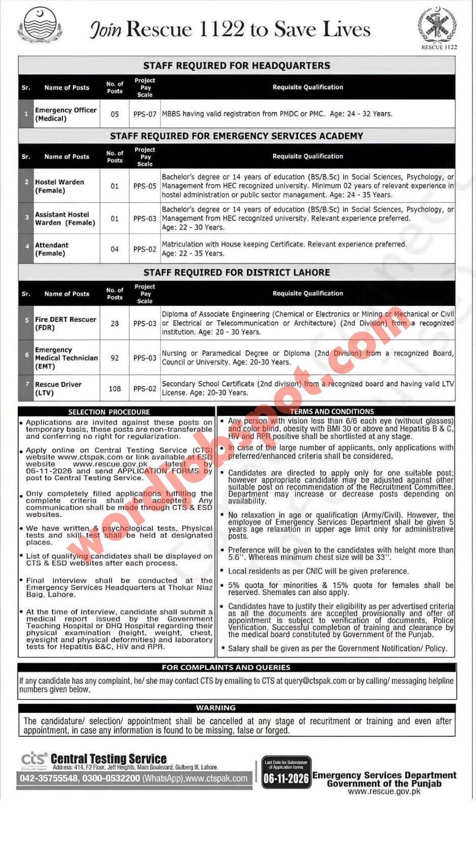RESCUE 1122 Jobs 2026 Official Advertisement