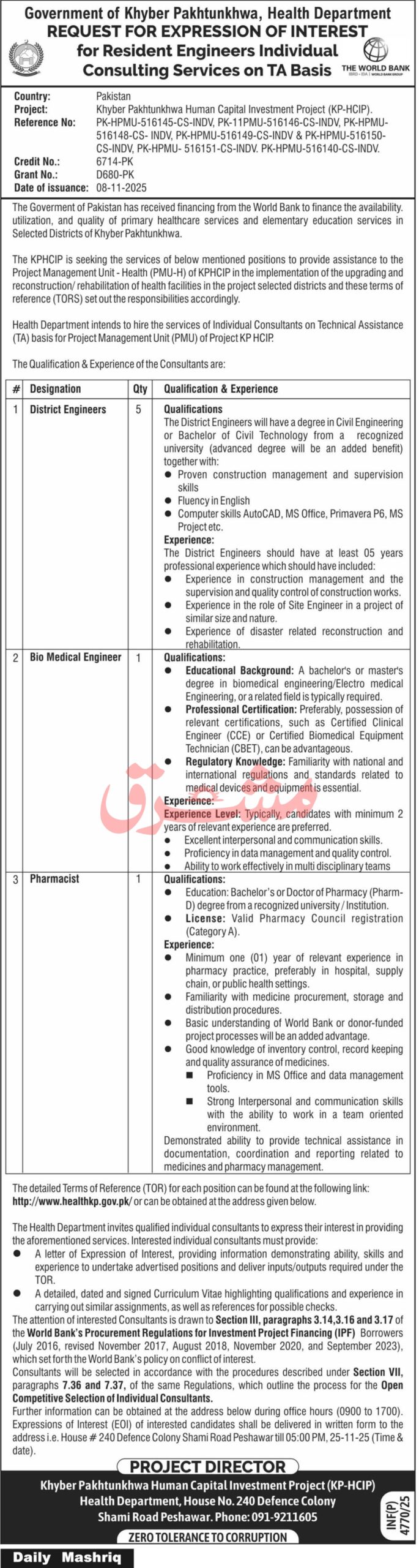 Health Department Peshawar