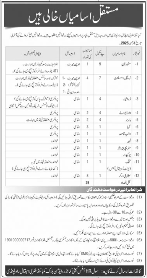 CMH Rawalpindi Jobs