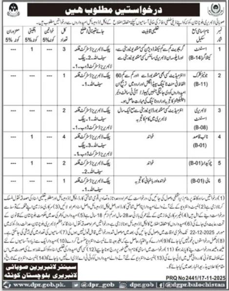 Library Balochistan Jobs