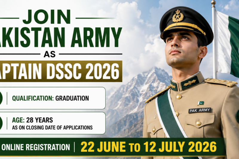 Join Pak Army as Captain 2026 Direct Short Service Commission poster